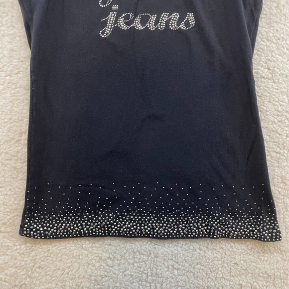 Y2K 2000s Guess Black Studded Logo Spellout Bimbo McBling Tank Top Womens XL - Picture 4 of 8